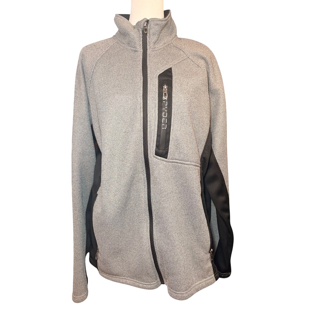 Spyder Women's XL Gray Black Full Zip Sweater Fleece Jacket  Outdoor Athleisure
